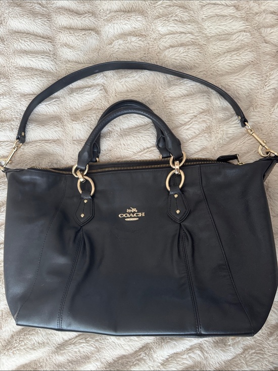 Coach Handbags - Coach Black Leather Satchel with Gold Hardware